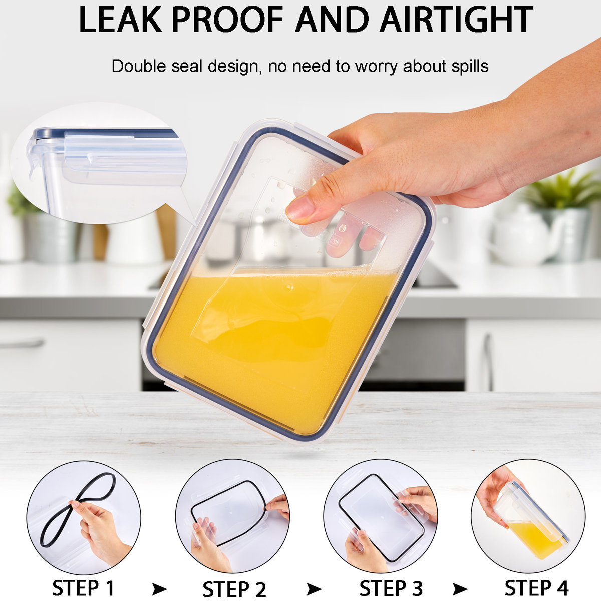 48Pcs Food Storage Containers Set Kitchen Organizers Meal Prep Container Airtight, BPA-Free Stackable Reusable Snack Lunch Containers, Easy-Snap Lids, Plastic Snapware(24Containers+24 Lids)Pantry And Kitchen Organization With Free Labels And Marker